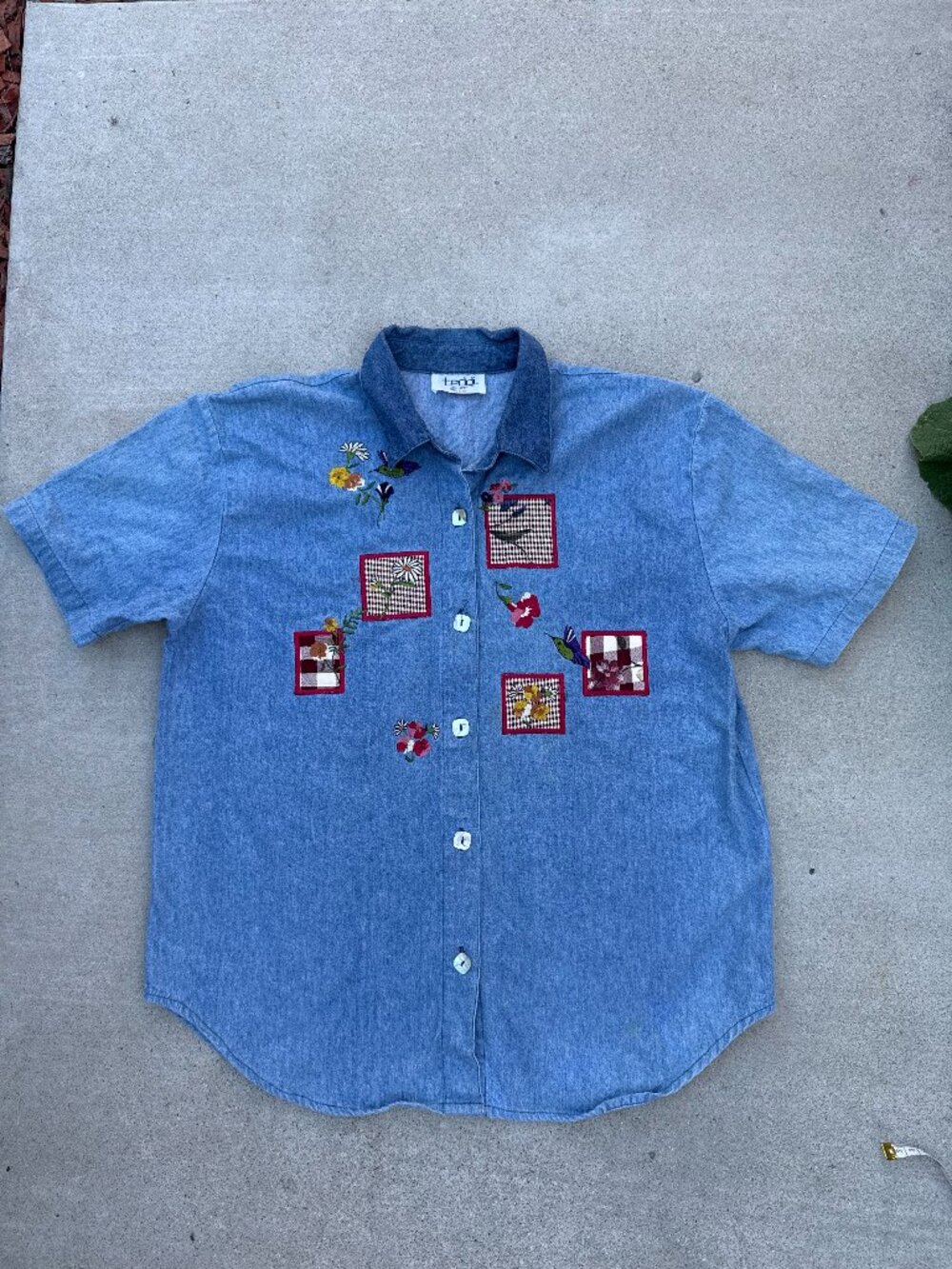 Vintage 90's Teddi Teachercore Cottagecore Blue Cotton Button-up Women's Petite